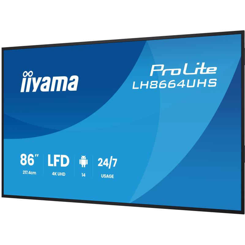 86'' iiyama LH8664UHS-B3AG: IPS, 4K, ANDR 14,24/7