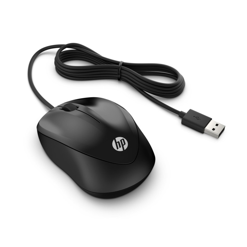 HP Wired 1000/Cestovná/Optická/1 200 DPI/Drôtová USB/Čierna
