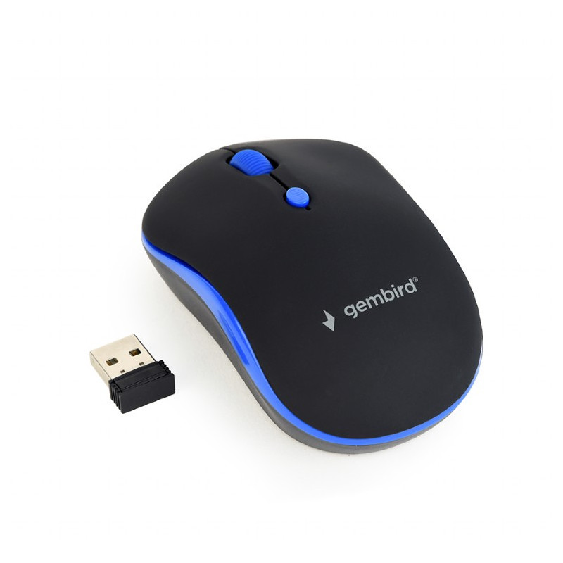 Gembird MUSW-4B-03-B/Cestovná/Optická/1 600 DPI/Bezdrôtová USB/Čierna-modrá