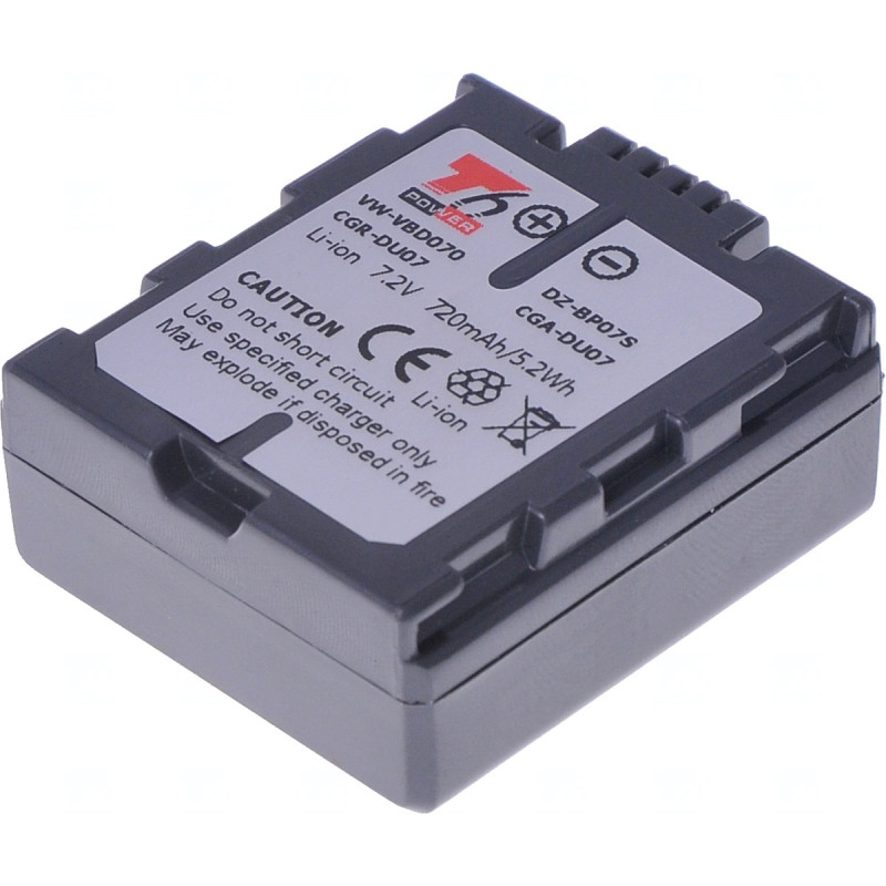 Batéria T6 Power pre Panasonic VW-VBD070, CGA-DU07, CGR-DU07, Hitachi DZ-BP07S, 720mAh, 5,2Wh