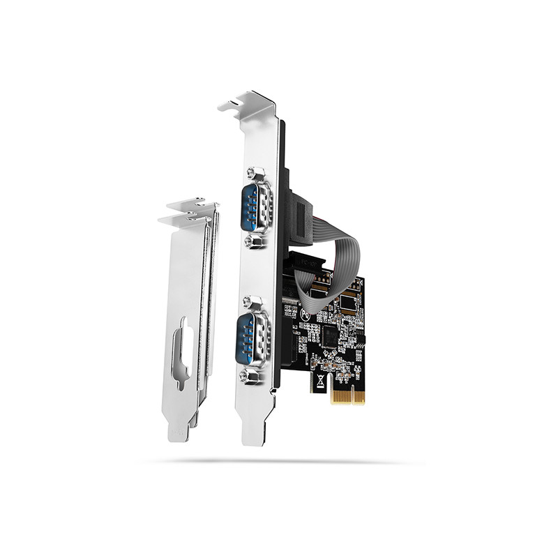 AXAGON PCEA-S2N, PCIe radič - 2x sériový port (RS232) 250 kbps, vr. LP