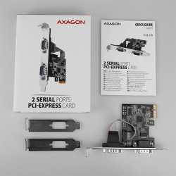 AXAGON PCEA-S2N, PCIe radič - 2x sériový port (RS232) 250 kbps, vr. LP