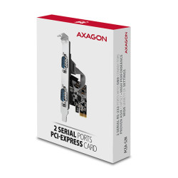 AXAGON PCEA-S2N, PCIe radič - 2x sériový port (RS232) 250 kbps, vr. LP