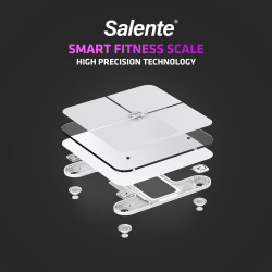 Salente BodyFit, múdra osobná diagnostická fitness váha, Bluetooth, biela