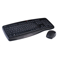 Klávesnica C-TECH WLKMC-02, bezdrôtový combo set s myšou, ERGO, čierny, USB, CZ/ SK