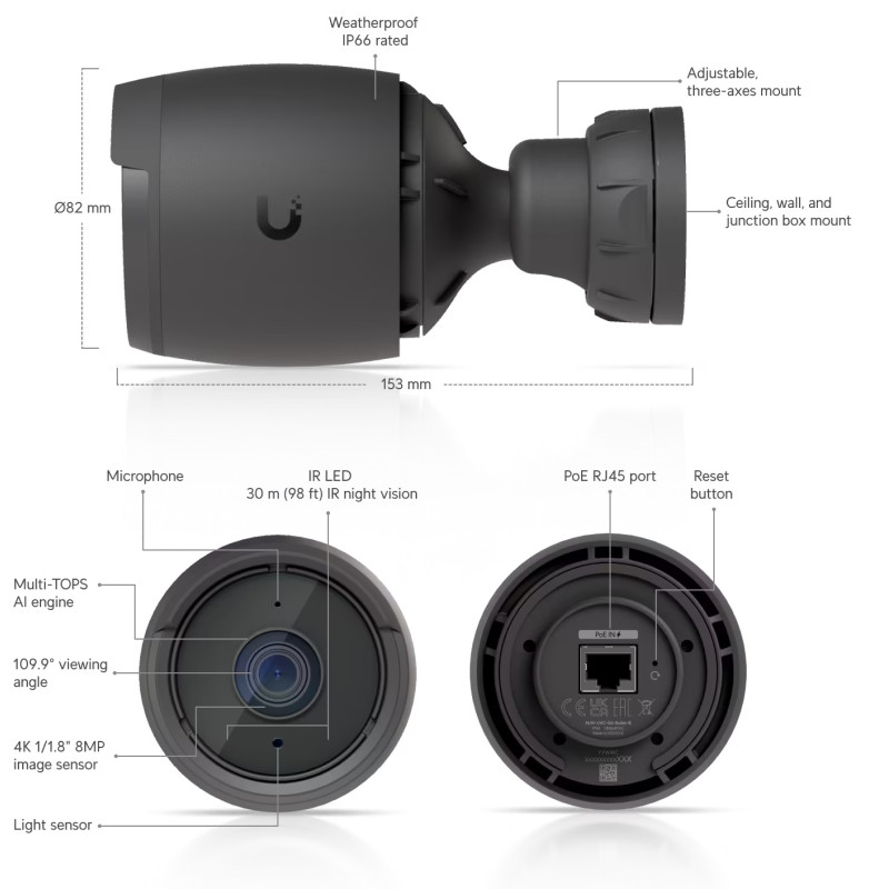 Ubiquiti UVC-G6-Bullet-B - UniFi Protect G6 Bullet, čierna
