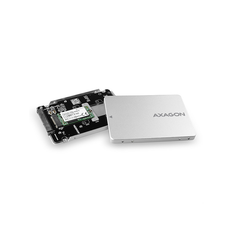 AXAGON RSS-M2SD, SATA - M.2 SATA SSD, interný 2.5'' ALU box, strieborný