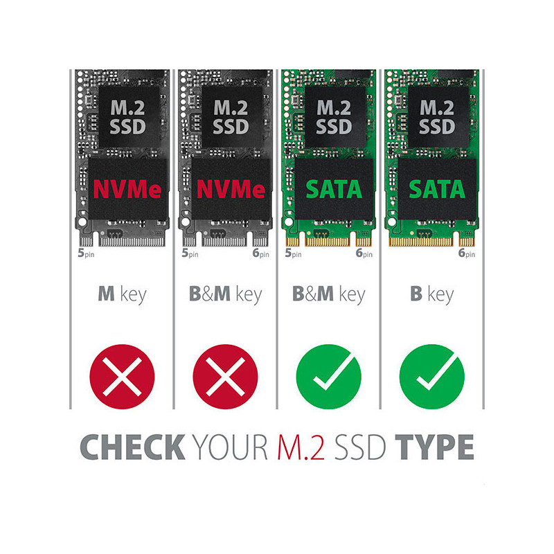 AXAGON RSS-M2SD, SATA - M.2 SATA SSD, interný 2.5'' ALU box, strieborný