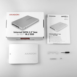 AXAGON RSS-M2SD, SATA - M.2 SATA SSD, interný 2.5'' ALU box, strieborný