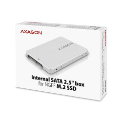 AXAGON RSS-M2SD, SATA - M.2 SATA SSD, interný 2.5'' ALU box, strieborný