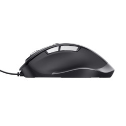 TRUST Fyda/Ergonomická/Optická/Pre pravákov/5 000 DPI/Drôtová USB/Čierna-strieborná