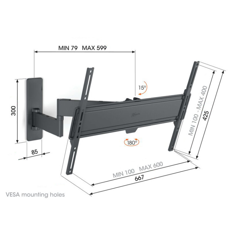VOGELS - Vogel's TVM 1643, TV rameno s 3 kĺbmi pre 40-77'', 35 kg