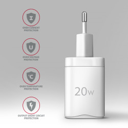 AXAGON ACU-PD20W, nabíjačka do siete 20W, 1x port USB-C, PD3.0/PPS/QC4+/AFC/Apple, biela