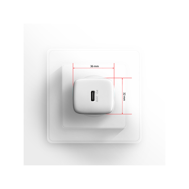 AXAGON ACU-PD20W, nabíjačka do siete 20W, 1x port USB-C, PD3.0/PPS/QC4+/AFC/Apple, biela