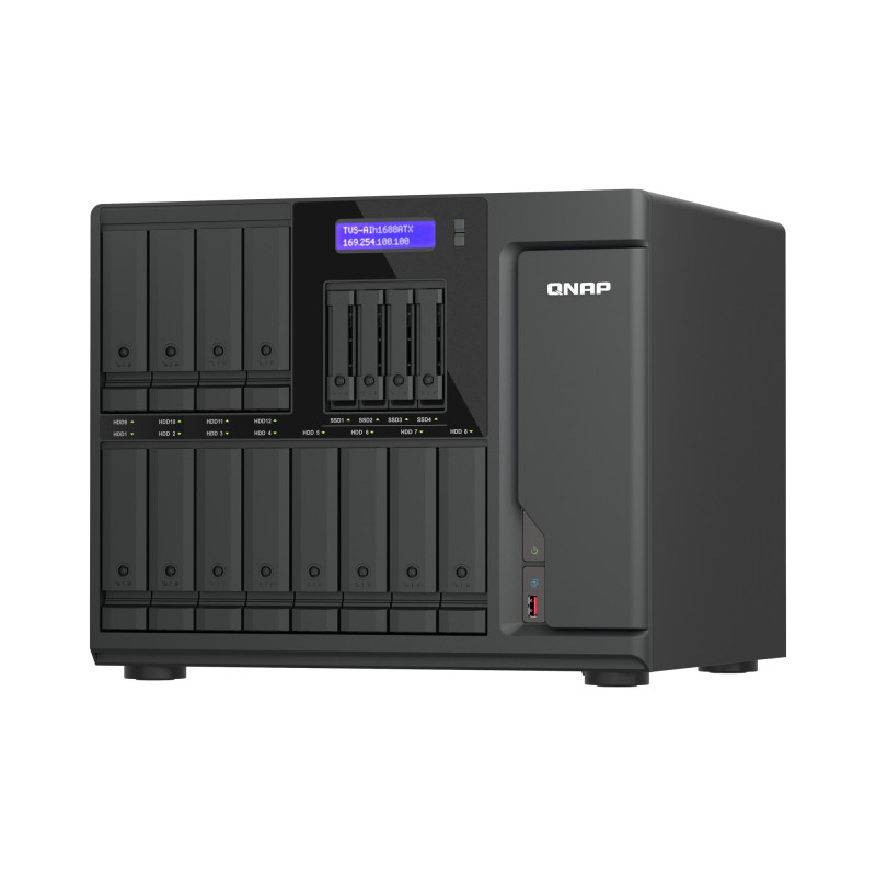 QNAP TVS-AIh1688ATX-U9-32G (Ultra 9, ZFS, 32GB DDR5 ECC RAM, 12x 3,5'' + 4x 2,5'', 2x 2,5GbE, 2x 10GbE)