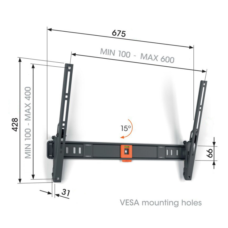 VOGELS - Vogel's TVM 1613, TV držiak s náklonom pre obrazovky 40-77'', 35 kg