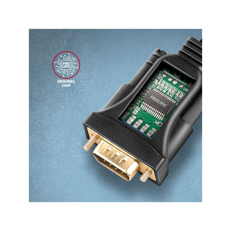 AXAGON ADS-1PSN, USB-A 2.0 - sériový RS-232 DB9-M Prolific adaptér/kábl 1.5m