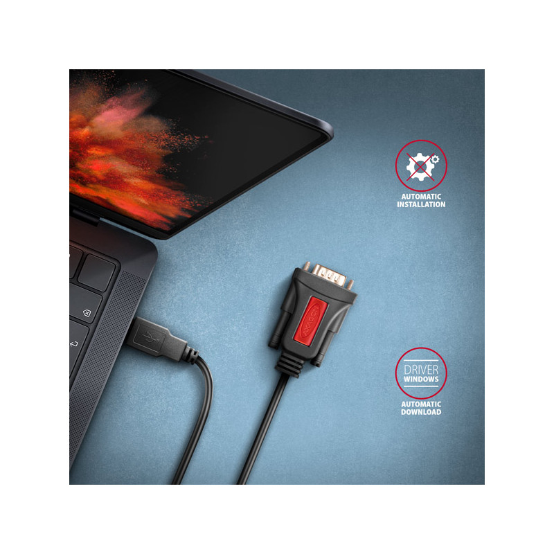 AXAGON ADS-1PSN, USB-A 2.0 - sériový RS-232 DB9-M Prolific adaptér/kábl 1.5m