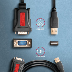 AXAGON ADS-1PSN, USB-A 2.0 - sériový RS-232 DB9-M Prolific adaptér/kábl 1.5m
