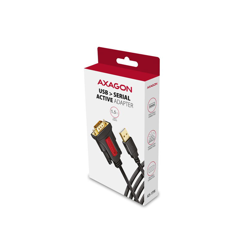AXAGON ADS-1PSN, USB-A 2.0 - sériový RS-232 DB9-M Prolific adaptér/kábl 1.5m