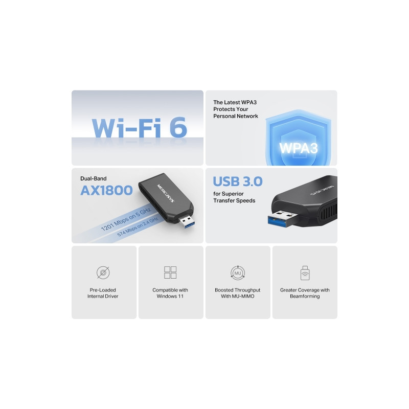 Mercusys MA70XM AX1800 Wi-Fi 6 USB adaptér