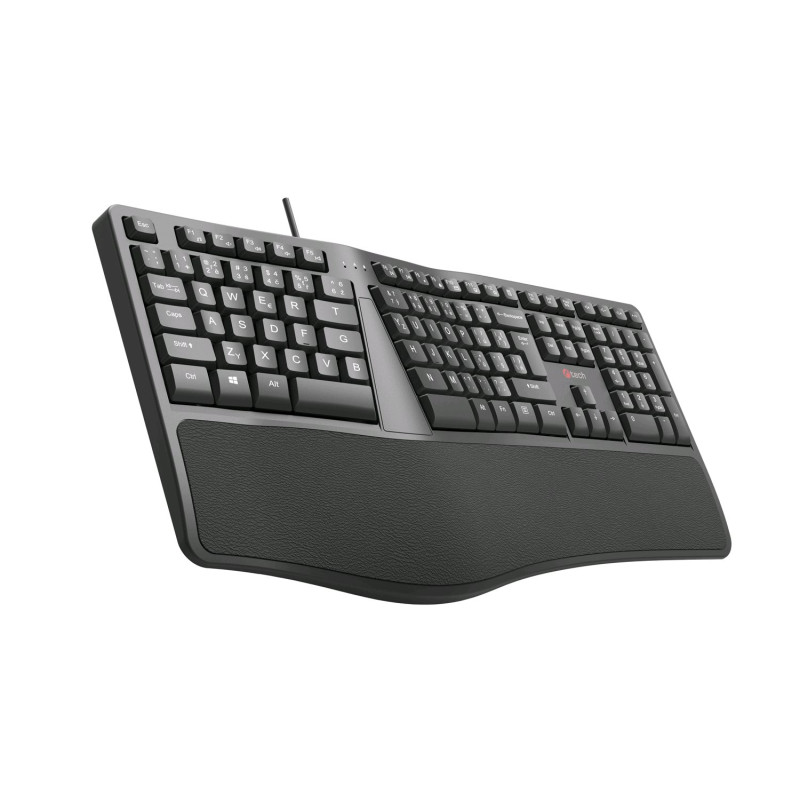 Klávesnica C-TECH KB-113E USB, ERGO, čierna, CZ/ SK