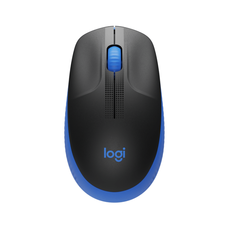 Logitech M190/Kancelárska/Optická/1 000 DPI/Bezdrôtová USB/Čierna-modrá
