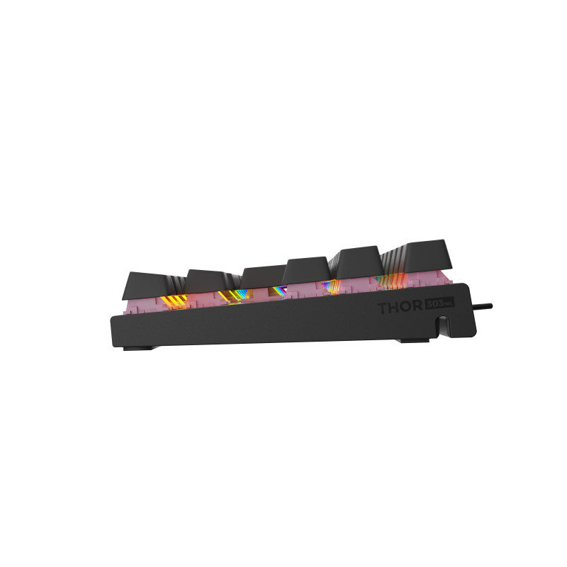 Genesis herná mechanická klávesnica THOR 303/TKL/RGB/Outemu Peach Silent/Drôtová USB/US layout/Čierna