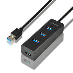 AXAGON HUE-S2BL, 4x USB 3.0 CHARGING húb, micro USB napr. konektor, kábel USB-A 1.2m
