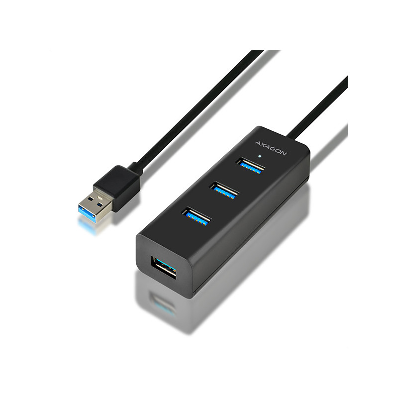 AXAGON HUE-S2BL, 4x USB 3.0 CHARGING húb, micro USB napr. konektor, kábel USB-A 1.2m