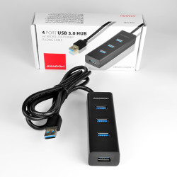 AXAGON HUE-S2BL, 4x USB 3.0 CHARGING húb, micro USB napr. konektor, kábel USB-A 1.2m