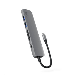 Epico 6v1 hliníkový USB-C 8K húb - šedá