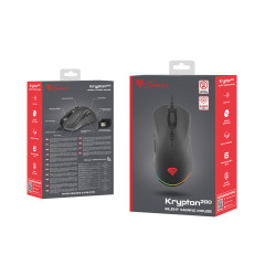 Genesis herná optická myš KRYPTON 200/RGB/6400 DPI/Herná/Optická/6 000 DPI/Drôtová USB/Čierna