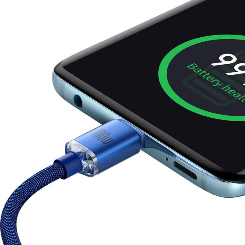 NONAME - Baseus CAJY000703 Crystal Shine Series Dátový Kabel USB-C - USB-C 100W 2m Blue