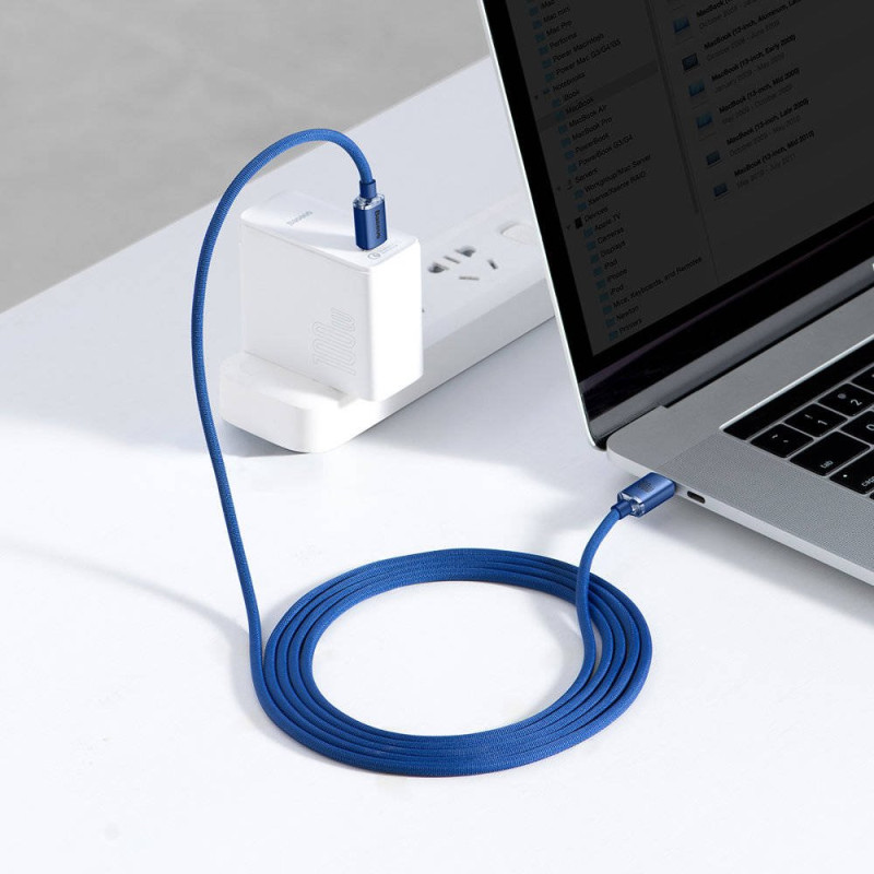 NONAME - Baseus CAJY000703 Crystal Shine Series Dátový Kabel USB-C - USB-C 100W 2m Blue