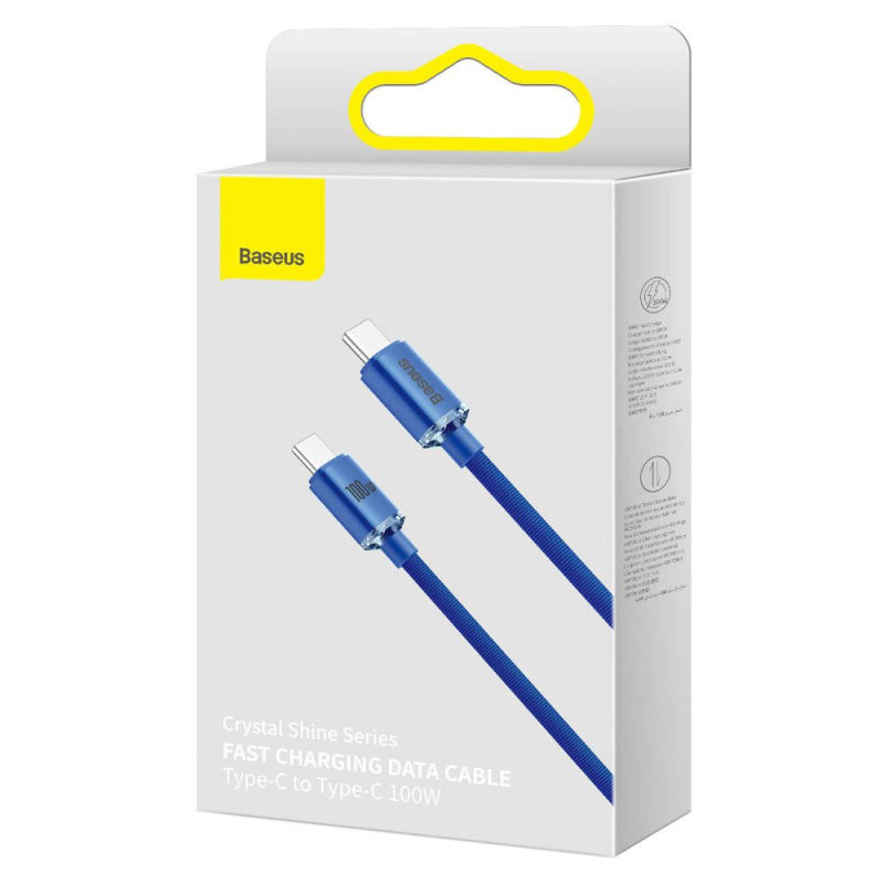 NONAME - Baseus CAJY000703 Crystal Shine Series Dátový Kabel USB-C - USB-C 100W 2m Blue