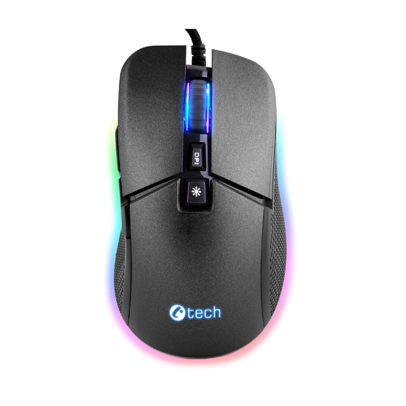 C-TECH Dawn/Herná/Optická/Pre pravákov/6 400 DPI/Drôtová USB/Čierna