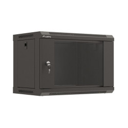 LANBERG 19'' RACKOVÁ SKRIŇA PRO MONTÁŽ NA STENU 6U/540X350 (FLAT PACK) S PROSKLENÝMI DVERMI ČIERNA