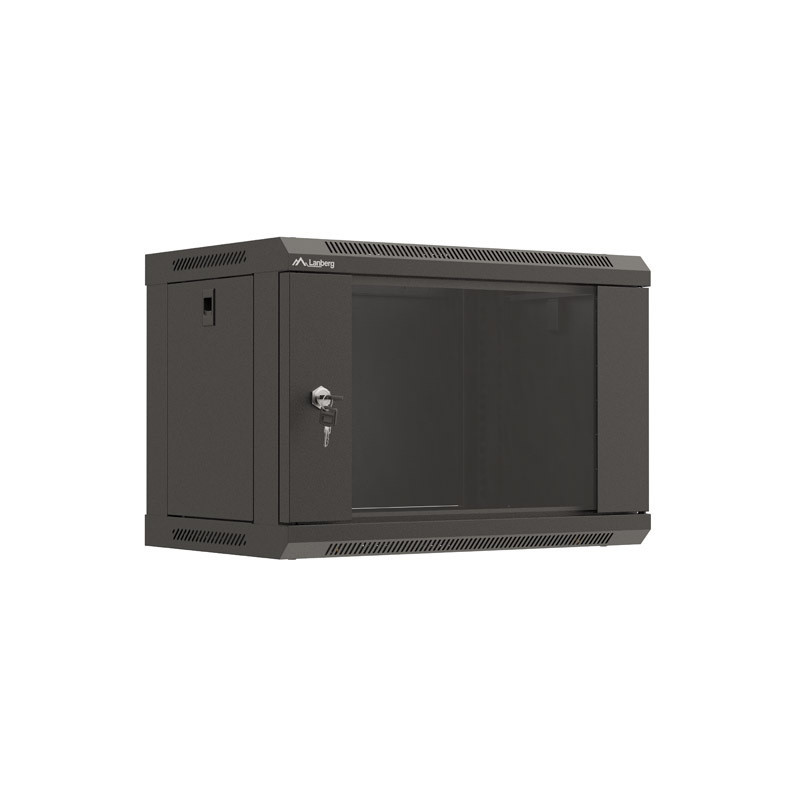 LANBERG 19'' RACKOVÁ SKRIŇA PRO MONTÁŽ NA STENU 6U/540X350 (FLAT PACK) S PROSKLENÝMI DVERMI ČIERNA
