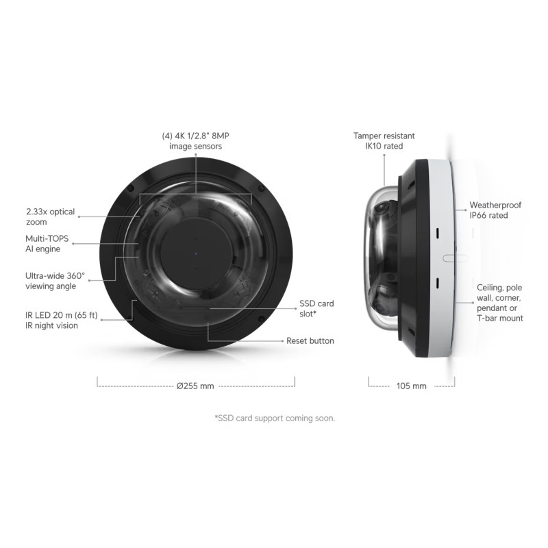 UBIQUITI ENTERPRISE - Ubiquiti UVC-AI-MS-4-W - UniFi Enterprise AI Multi Sensor 4, biela