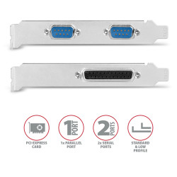 AXAGON PCEA-PSN, PCIe radič - 1x paralelný (LPT) + 2x sériový port (RS232) 250 kbps, vr. LP