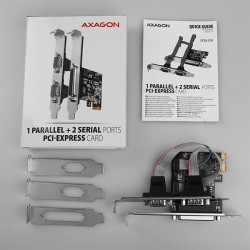 AXAGON PCEA-PSN, PCIe radič - 1x paralelný (LPT) + 2x sériový port (RS232) 250 kbps, vr. LP