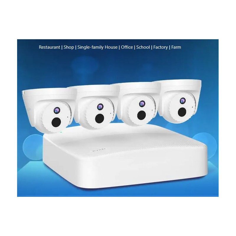 Tenda K4P-4CR - PoE kamerový set 4MPx, 4CH NVR + 4x IP kamera 4MPx, IP67, zvuk, web. rozhranie, SK app
