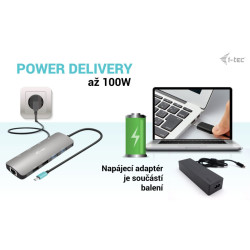 i-tec USB-C Metal Nano 2x HDMI Docking Station, PD 100W + Charger 100W (bundle)