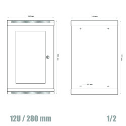 10'' rack jednodielny 12U/280 DATACOM šedý Skl.dv.