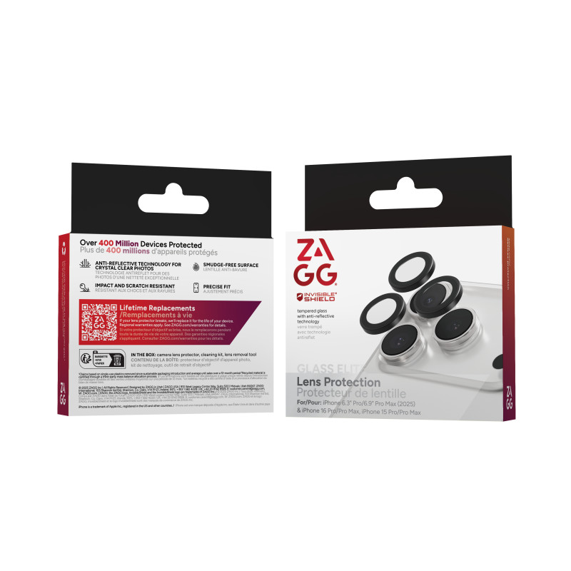 ZAGG Ochranná šošovka Premium pre Apple 17 Pro/17 Pro Max/16 Pro/16 Pro Max/15 Pro/15 Pro Max - čierna