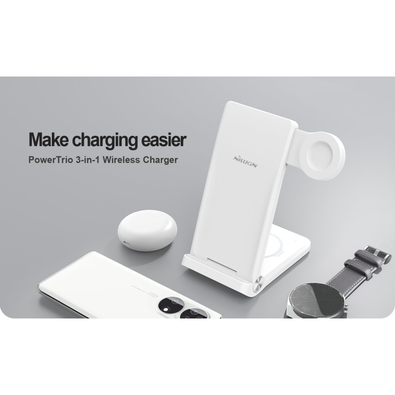 Nillkin PowerTrio 3v1 Bezdrôtová Nabíjačka pre Samsung Watch White