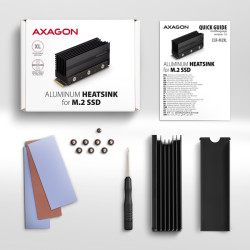 AXAGON CLR-M2XL, hliníkový pasívny chladič pre jedno aj oboustranný M.2 SSD disk, výška 36 mm