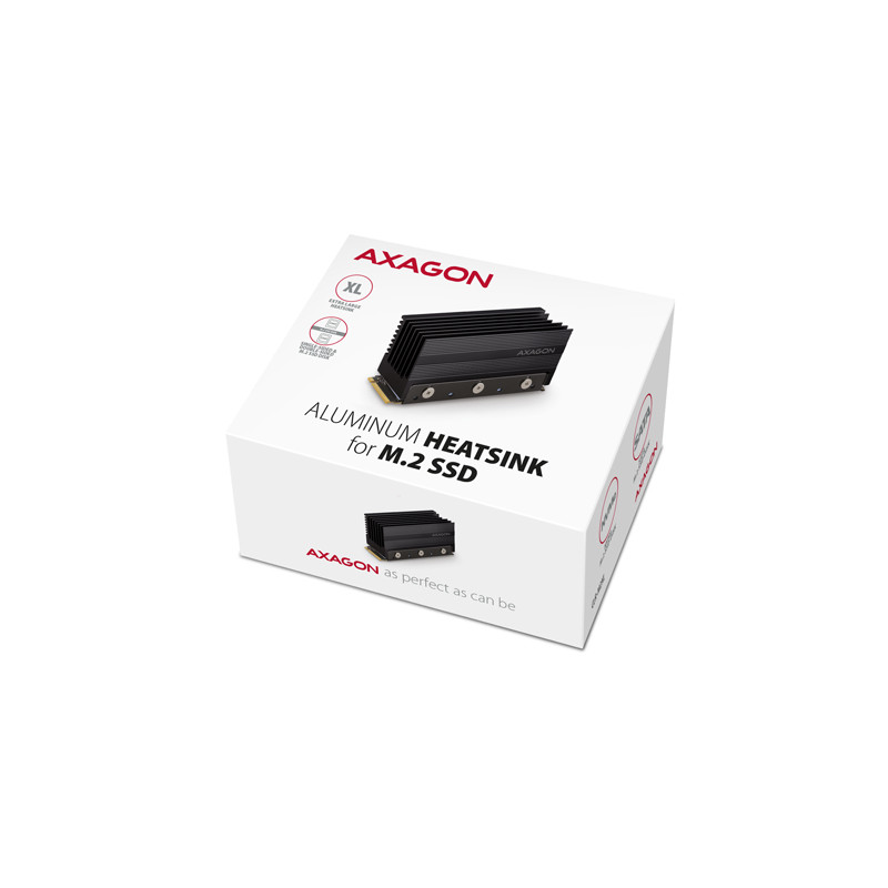 AXAGON CLR-M2XL, hliníkový pasívny chladič pre jedno aj oboustranný M.2 SSD disk, výška 36 mm
