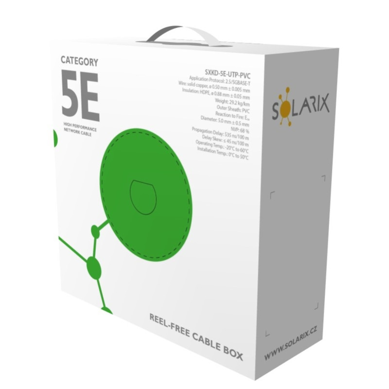 Instalačný kábel Solarix CAT5E UTP PVC Eca 100m/box SXKD-5E-UTP-PVC